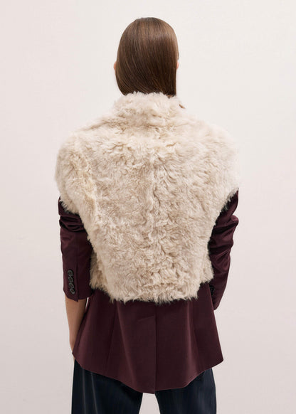 ME+EM Cream Shearling Evening Layering Shrug