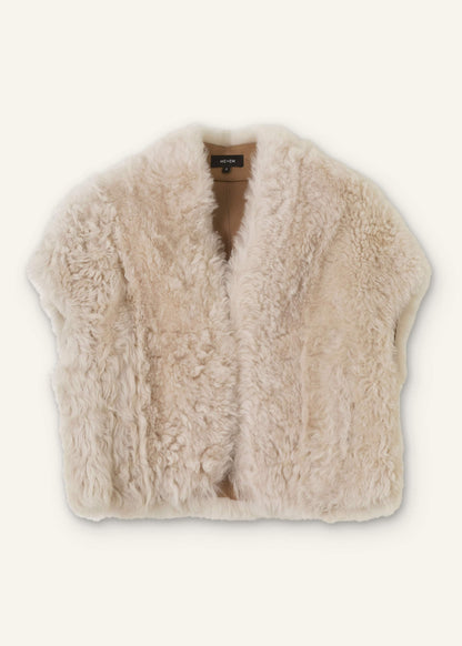 ME+EM Cream Shearling Evening Layering Shrug