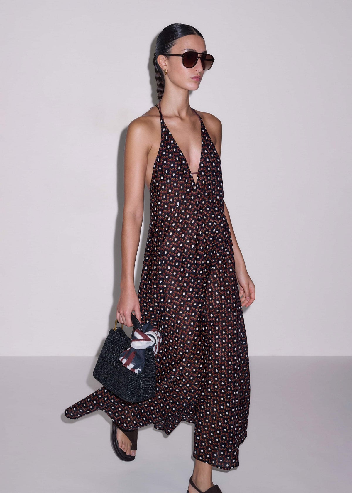 ME+EM Black Halter Maxi Beach Dress