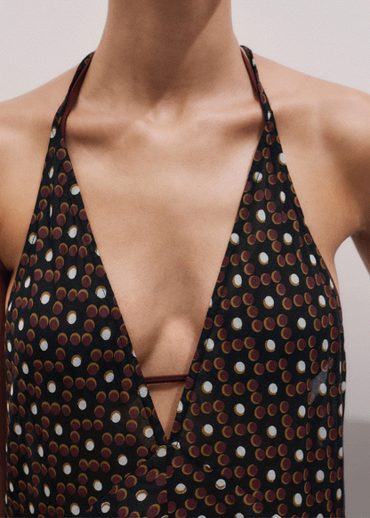 ME+EM Black Halter Maxi Beach Dress