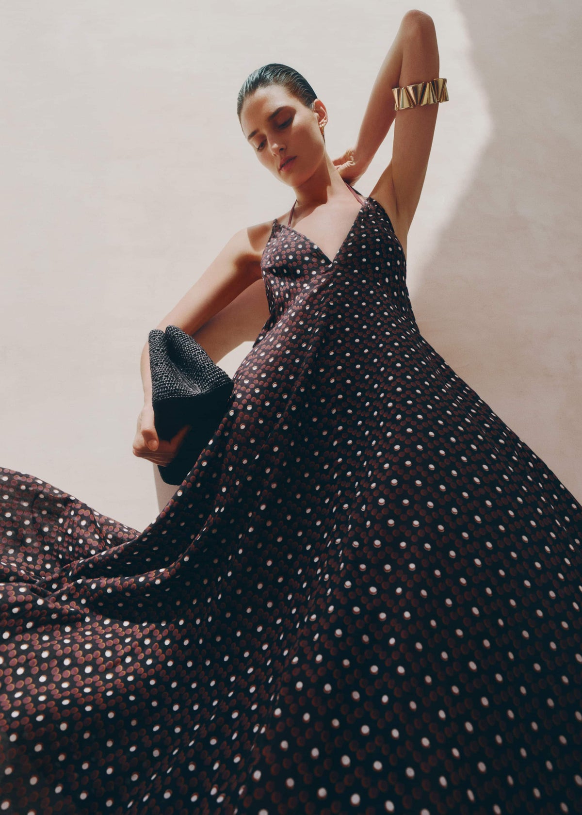 ME+EM Black Halter Maxi Beach Dress