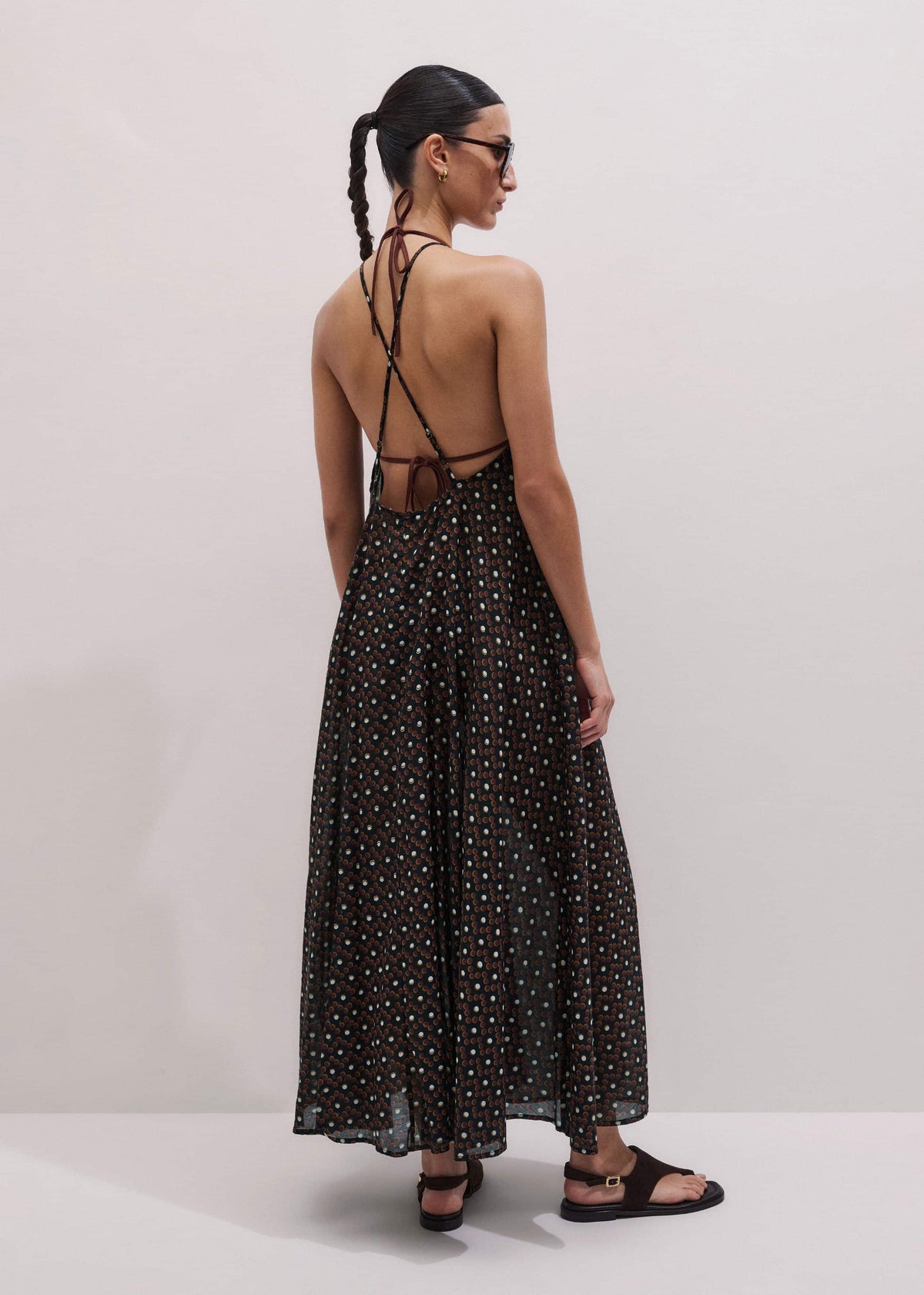ME+EM Black Halter Maxi Beach Dress