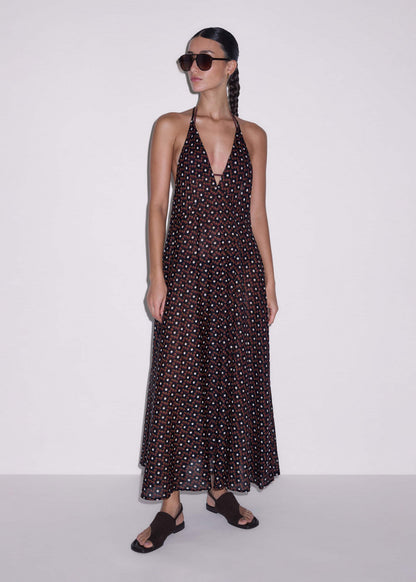 ME+EM Black Halter Maxi Beach Dress