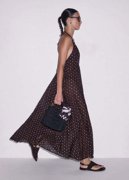 ME+EM Black Halter Maxi Beach Dress