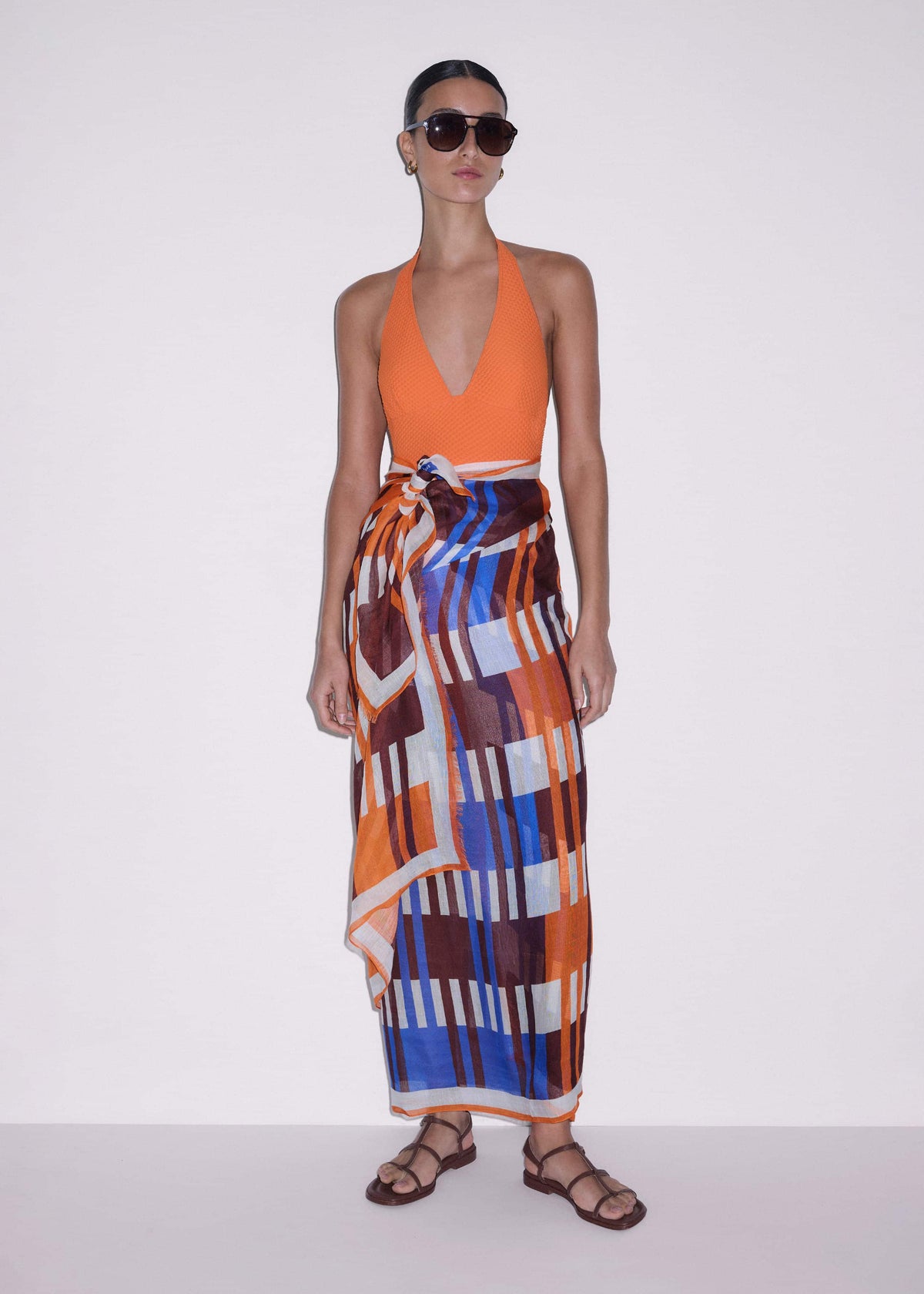 ME+EM Orange Halterneck Swimsuit