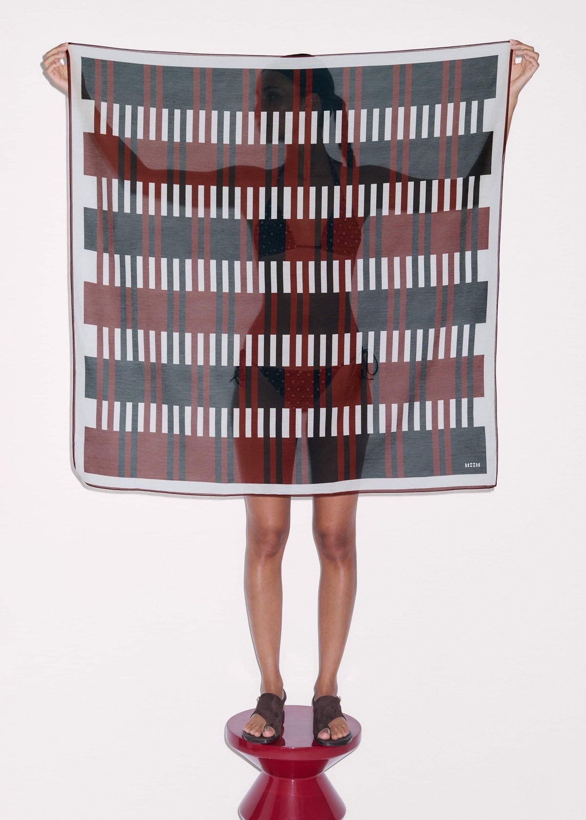 ME+EM Cinnamon Brown Stripe Summer Scarf