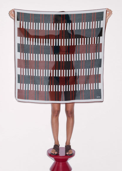 ME+EM Cinnamon Brown Stripe Summer Scarf
