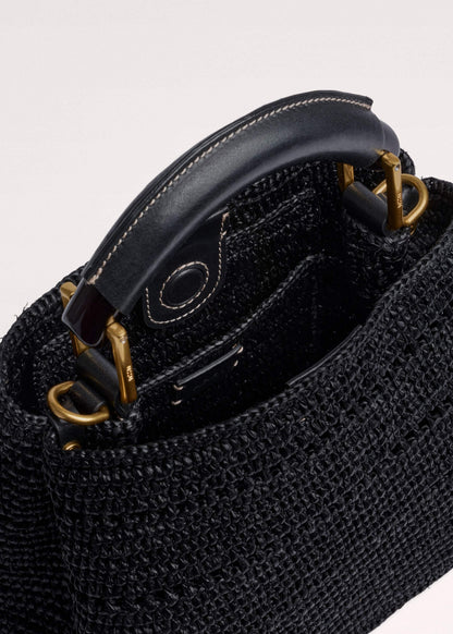 ME+EM Black Raffia Mini Day Bag