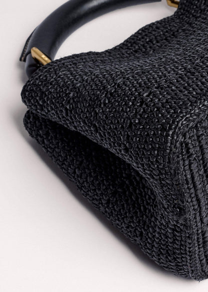 ME+EM Black Raffia Mini Day Bag
