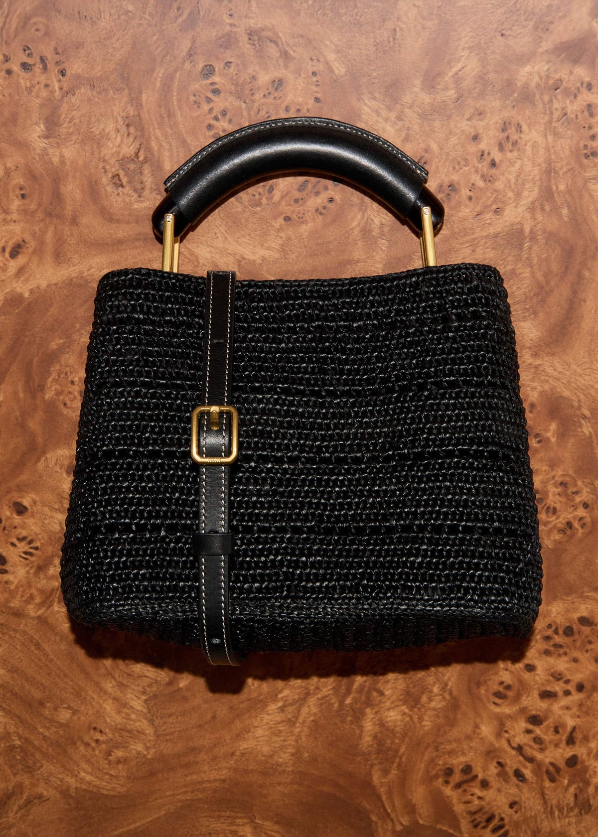 ME+EM Black Raffia Mini Day Bag