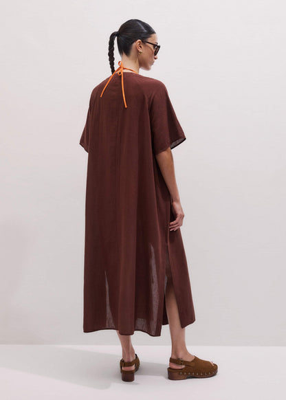 ME+EM Cinnamon Brown Tie Front Maxi Cover Up
