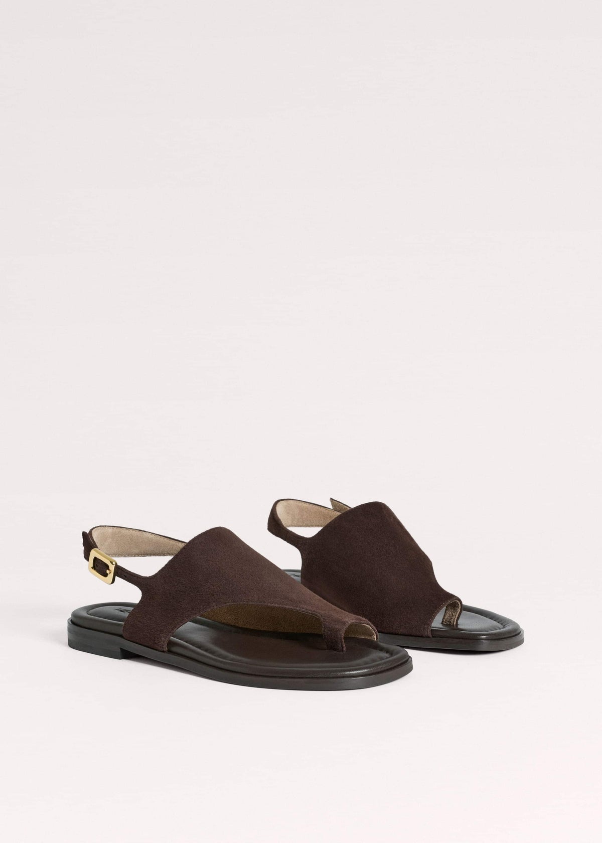 ME+EM Brown Asymmetric Toe Loop Sandal