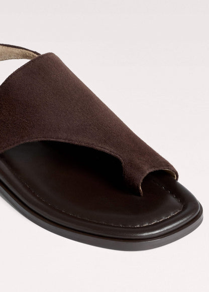 ME+EM Brown Asymmetric Toe Loop Sandal