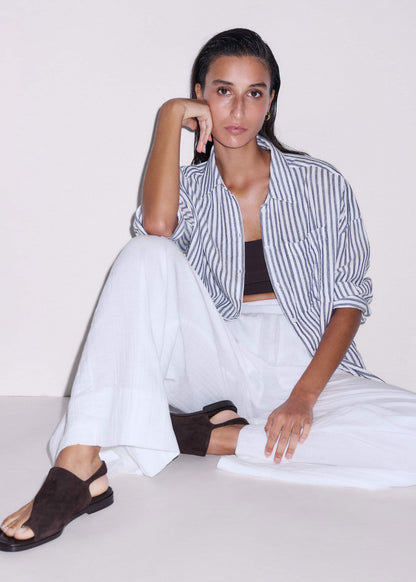 ME+EM Brown Asymmetric Toe Loop Sandal