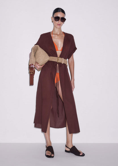 ME+EM Tan Raffia Wide Summer Belt