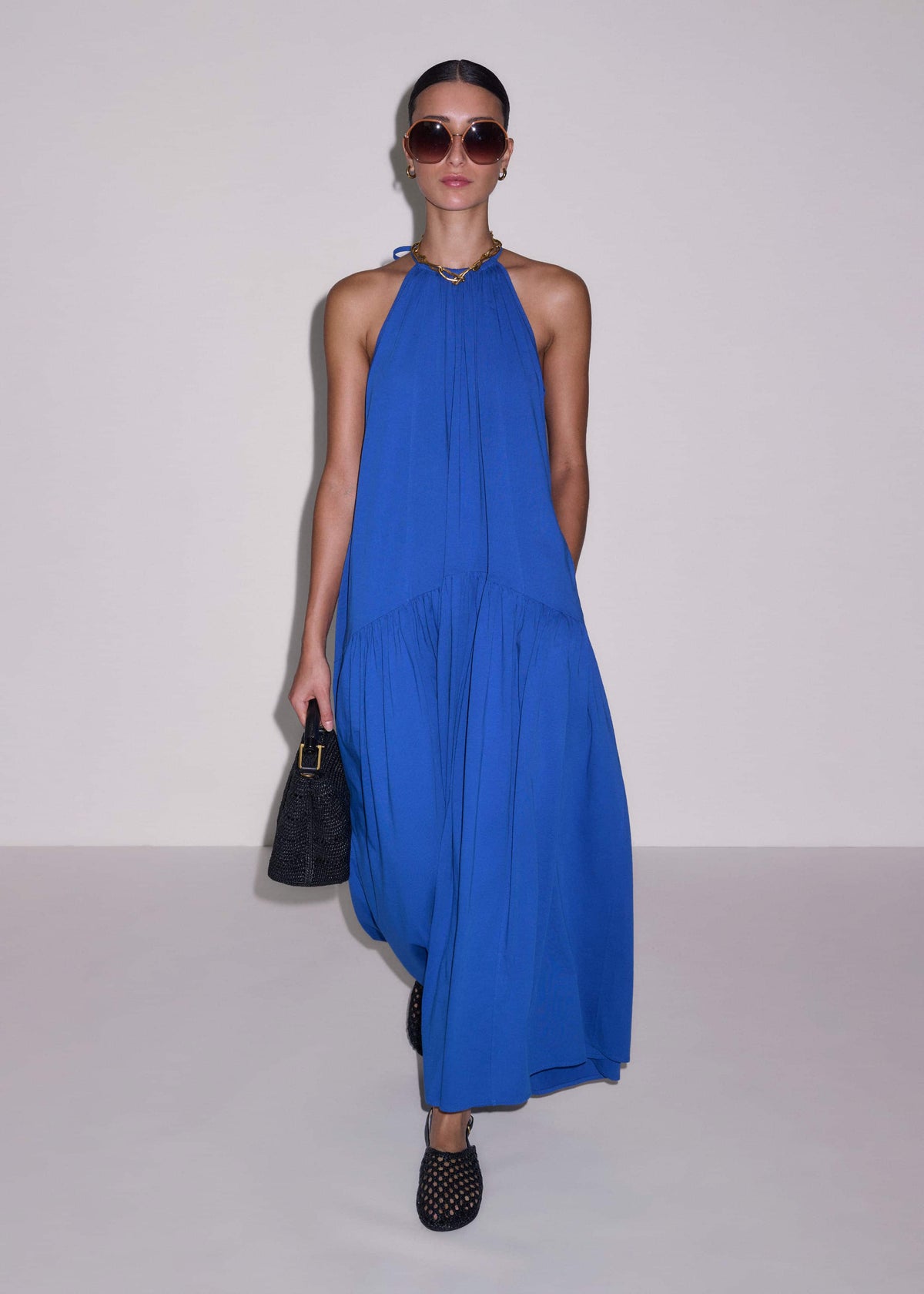 ME+EM Blue Halterneck Maxi Dress