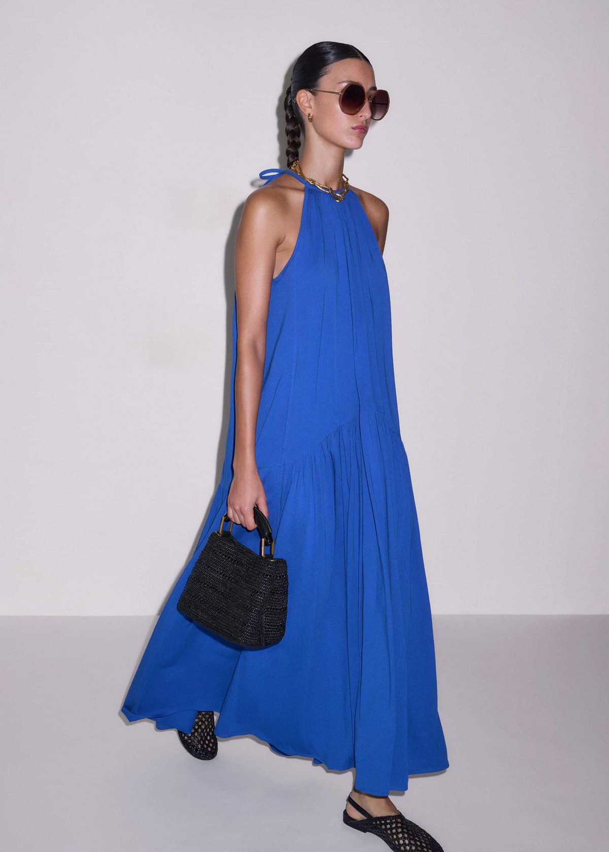 ME+EM Blue Halterneck Maxi Dress