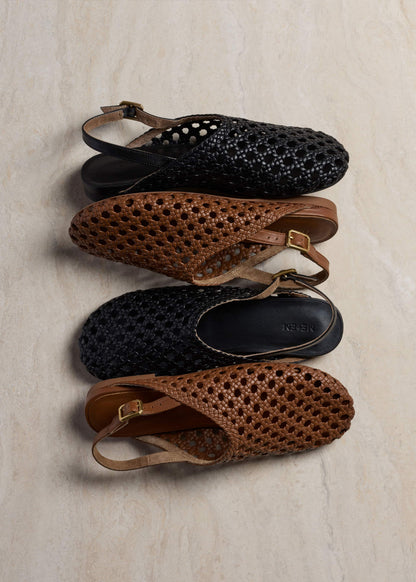 ME+EM Black Woven Slingback Shoe