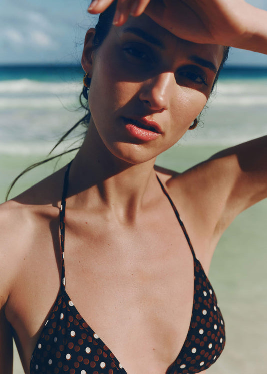 ME+EM Cinnamon Brown Triangle Bikini Top