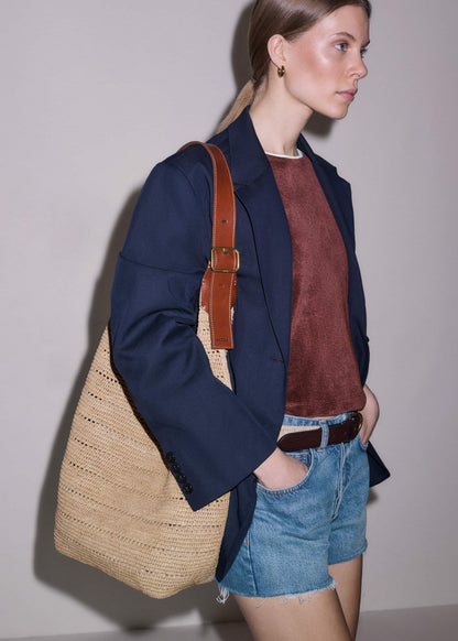 ME+EM Tan Raffia Carry All Summer Bag