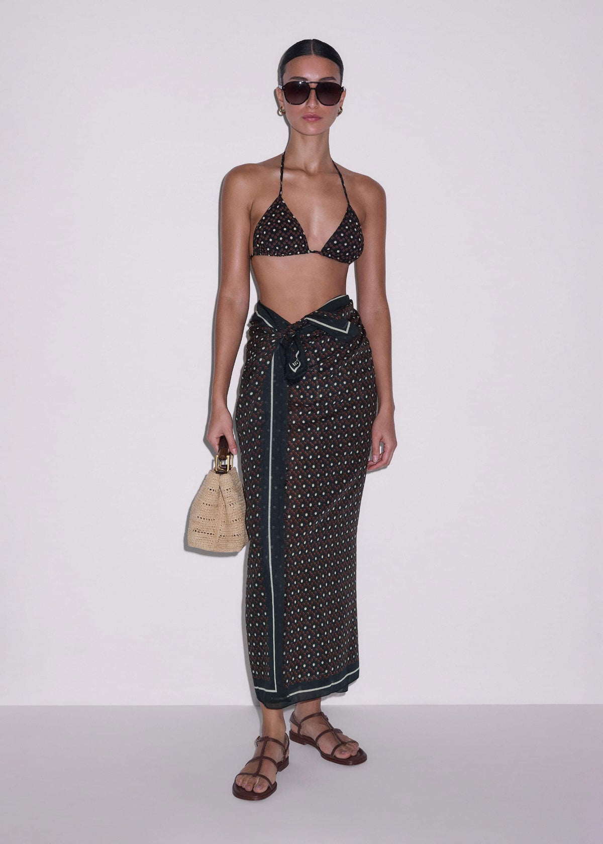 ME+EM Black Geometric Sarong