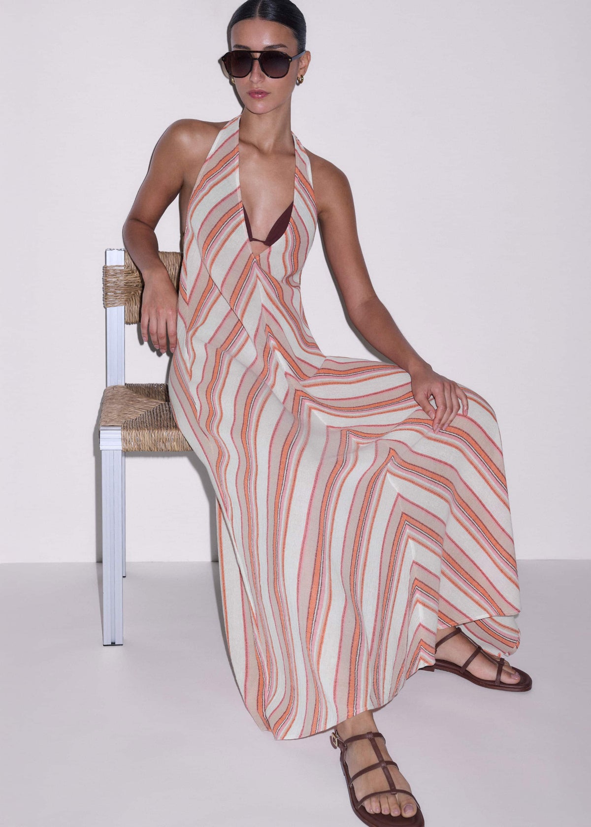 ME+EM Pink Halter Maxi Beach Dress