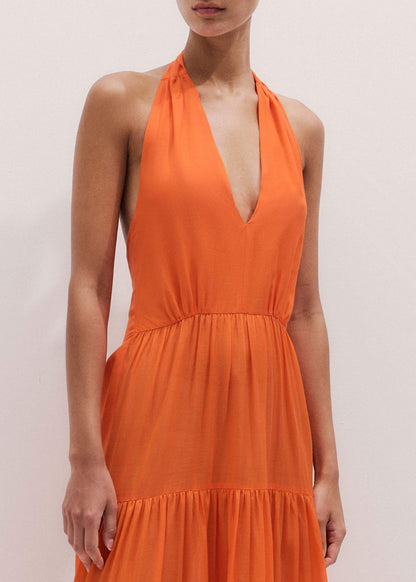 ME+EM Orange Tiered Maxi Beach Dress