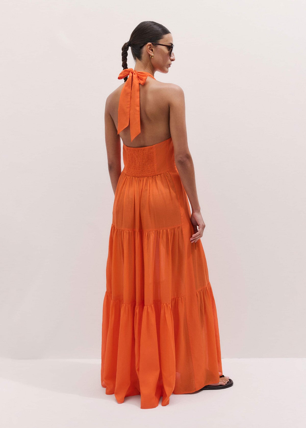 ME+EM Orange Tiered Maxi Beach Dress