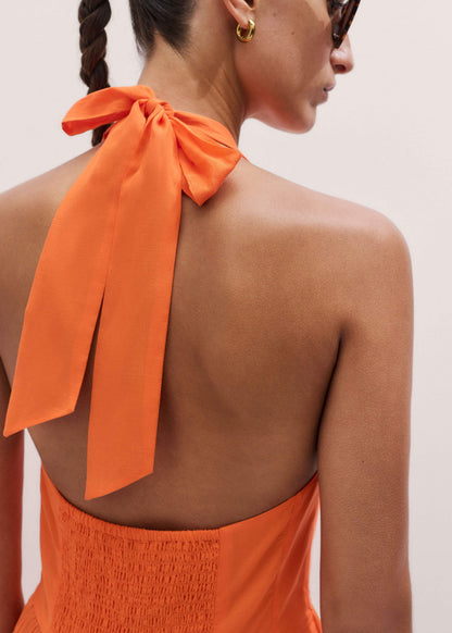 ME+EM Orange Tiered Maxi Beach Dress