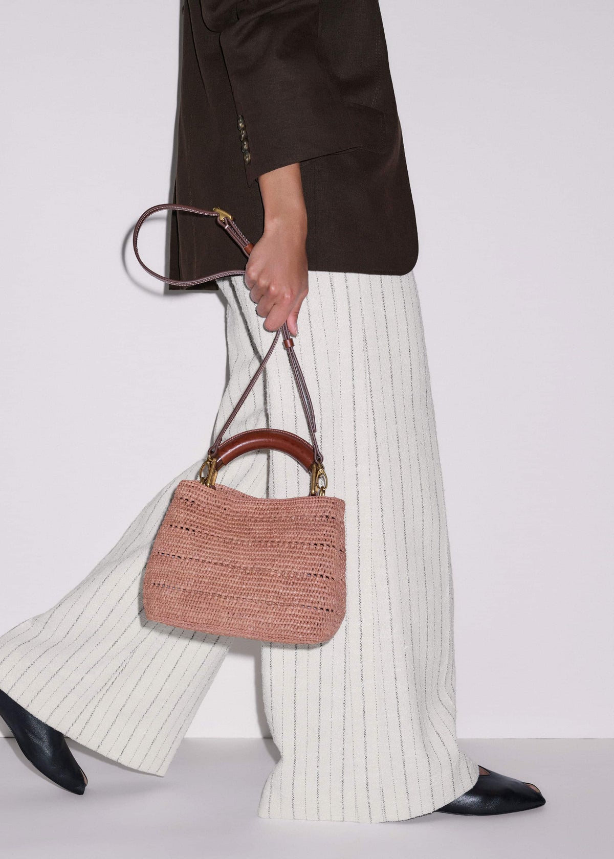 ME+EM Pink Raffia Mini Day Bag