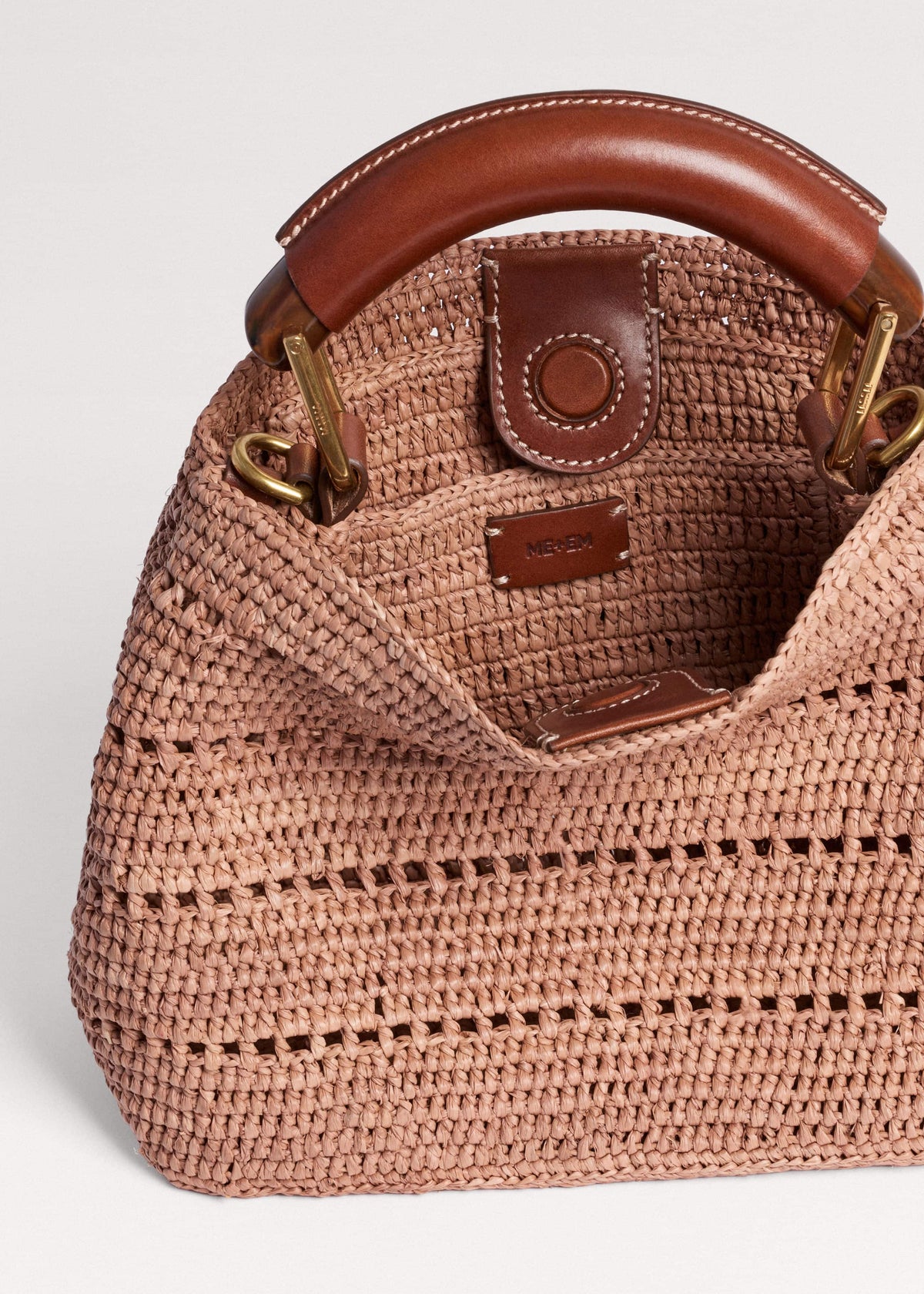 ME+EM Pink Raffia Mini Day Bag
