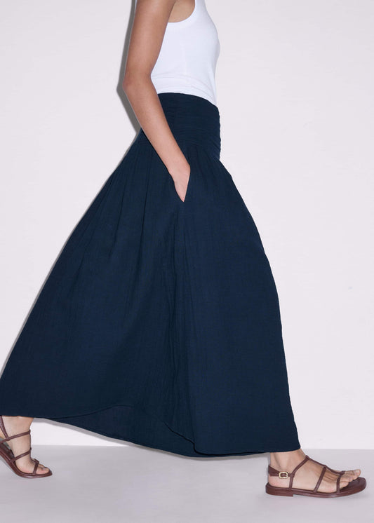 ME+EM Navy Cheesecloth Relaxed Maxi Skirt