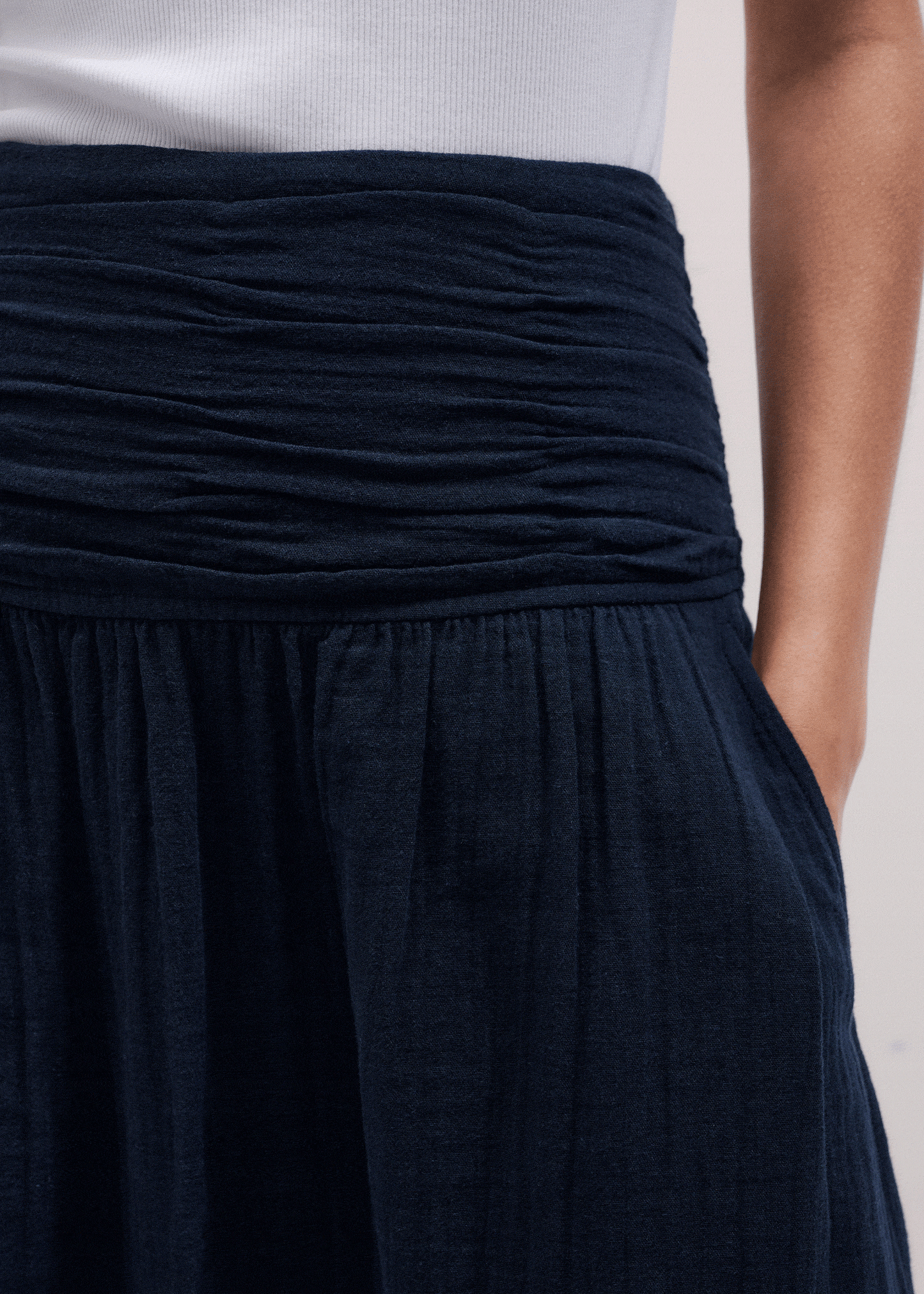 ME+EM Navy Cheesecloth Relaxed Maxi Skirt