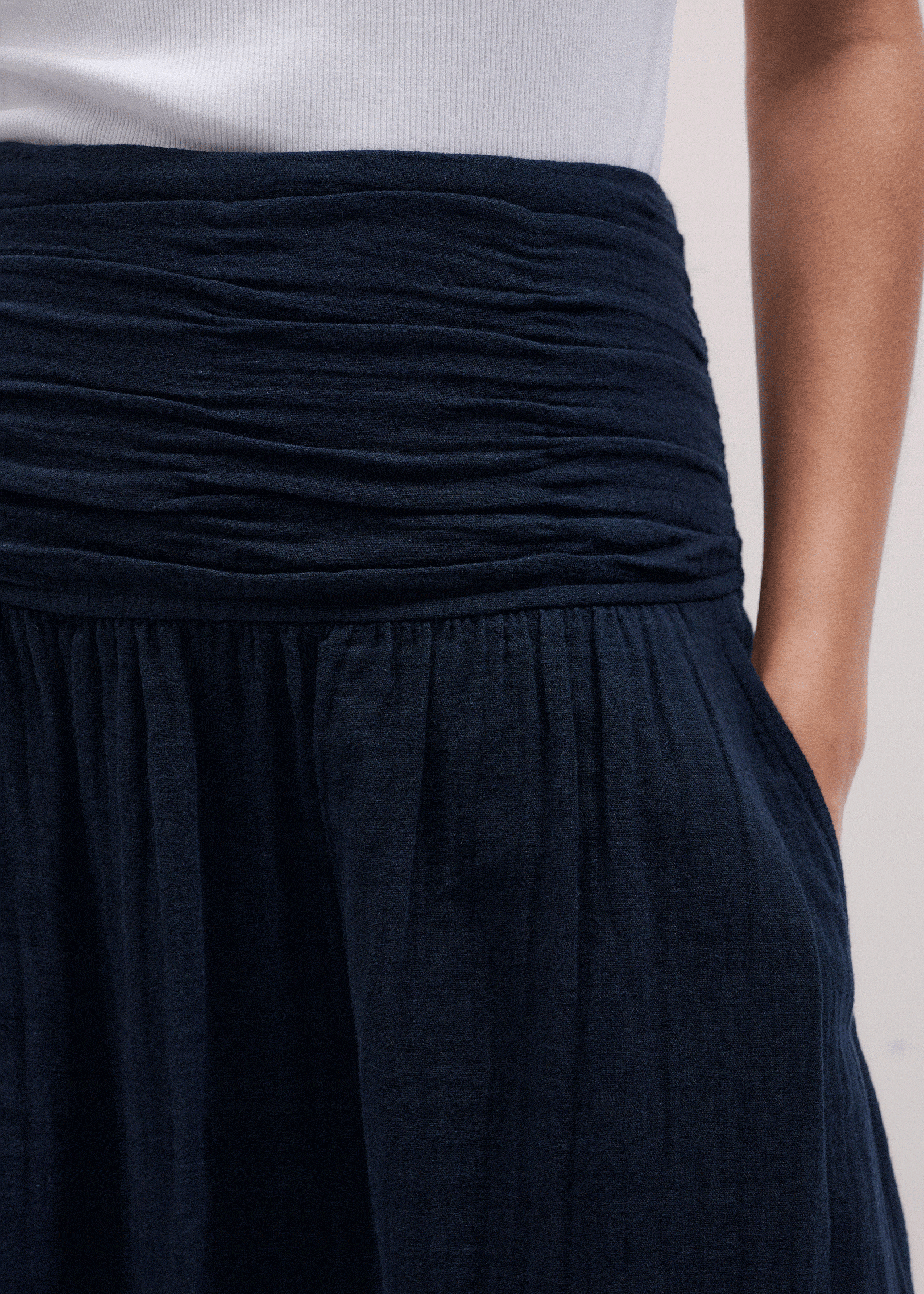 ME+EM Navy Cheesecloth Relaxed Maxi Skirt