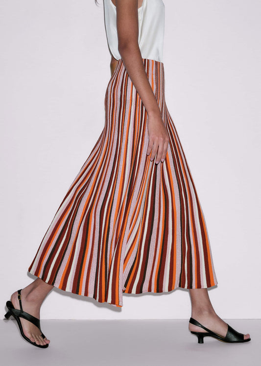 ME+EM Cinnamon Stripe Knit Maxi Skirt