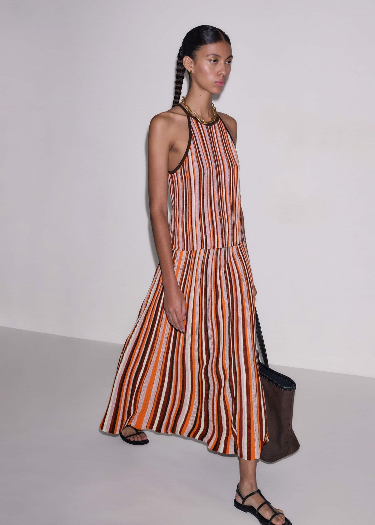 ME+EM Cinnamon Stripe Knit Maxi Skirt