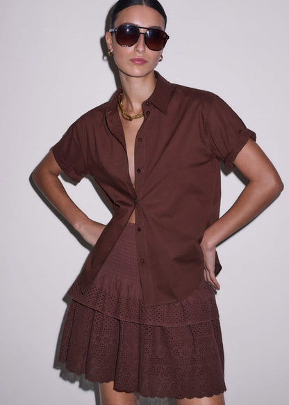 ME+EM Cinnamon Brown Turn-Up Cuff Shirt Co-ord