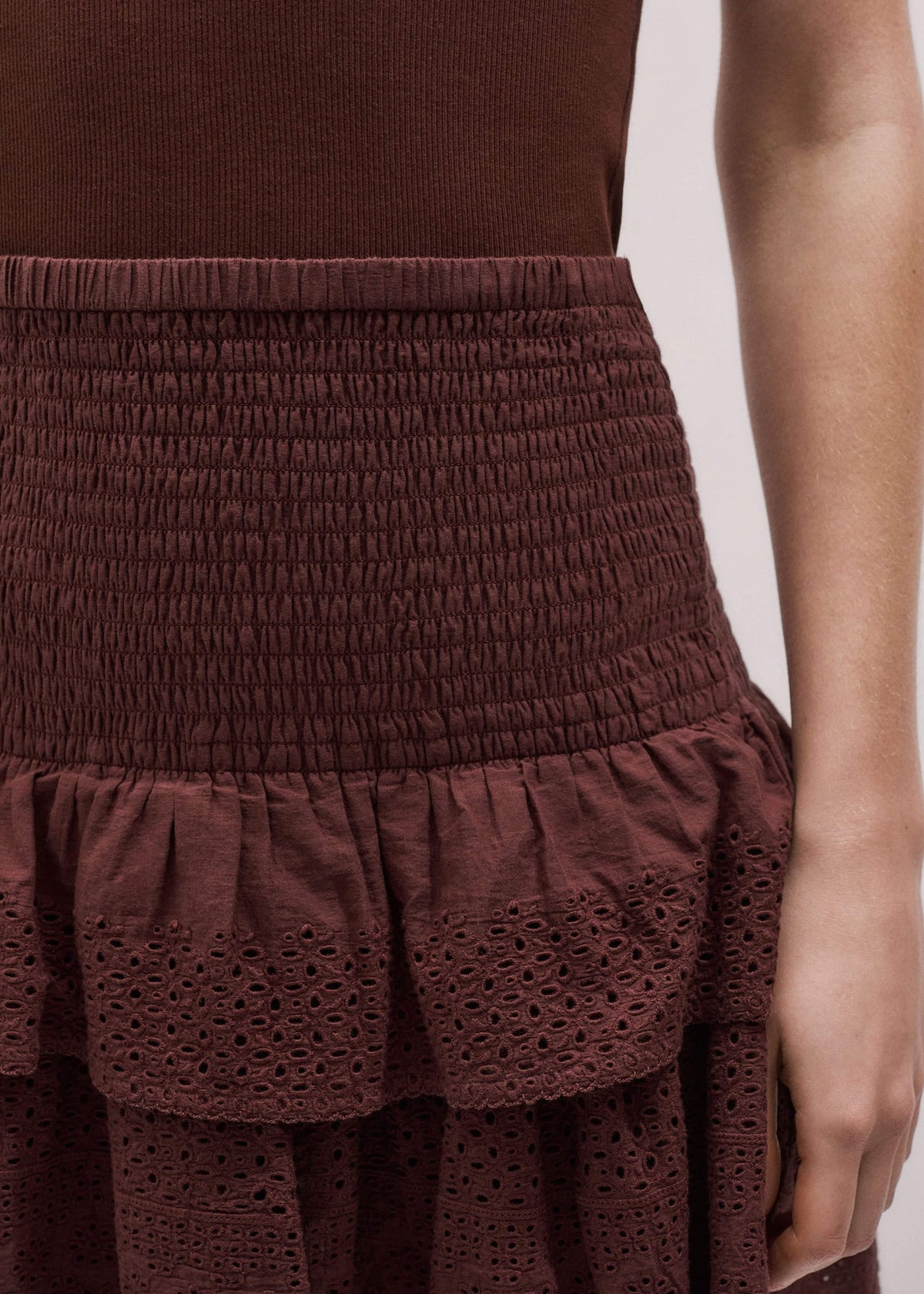 ME+EM Cinnamon Shirred Mini Skirt