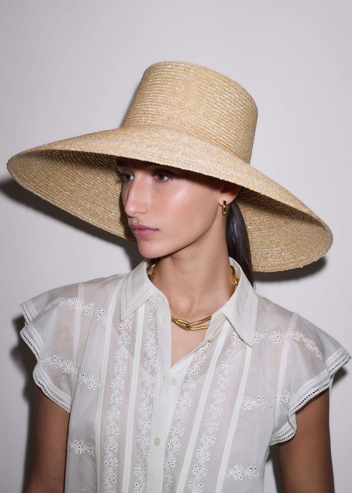 ME+EM Natural Maxi Wide Straw Hat