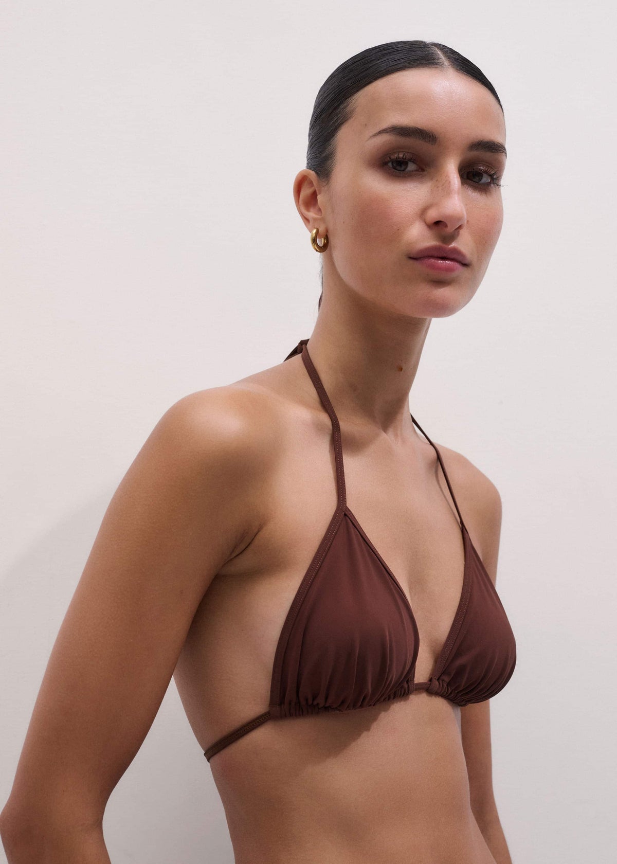 ME+EM Cinnamon Brown Adjustable Triangle Bikini Top