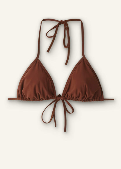 ME+EM Cinnamon Brown Adjustable Triangle Bikini Top