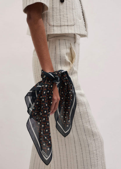 ME+EM Black Dotted Border Scarf