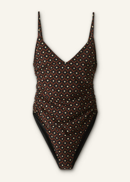 ME+EM Cinnamon Brown Ruched Swimsuit