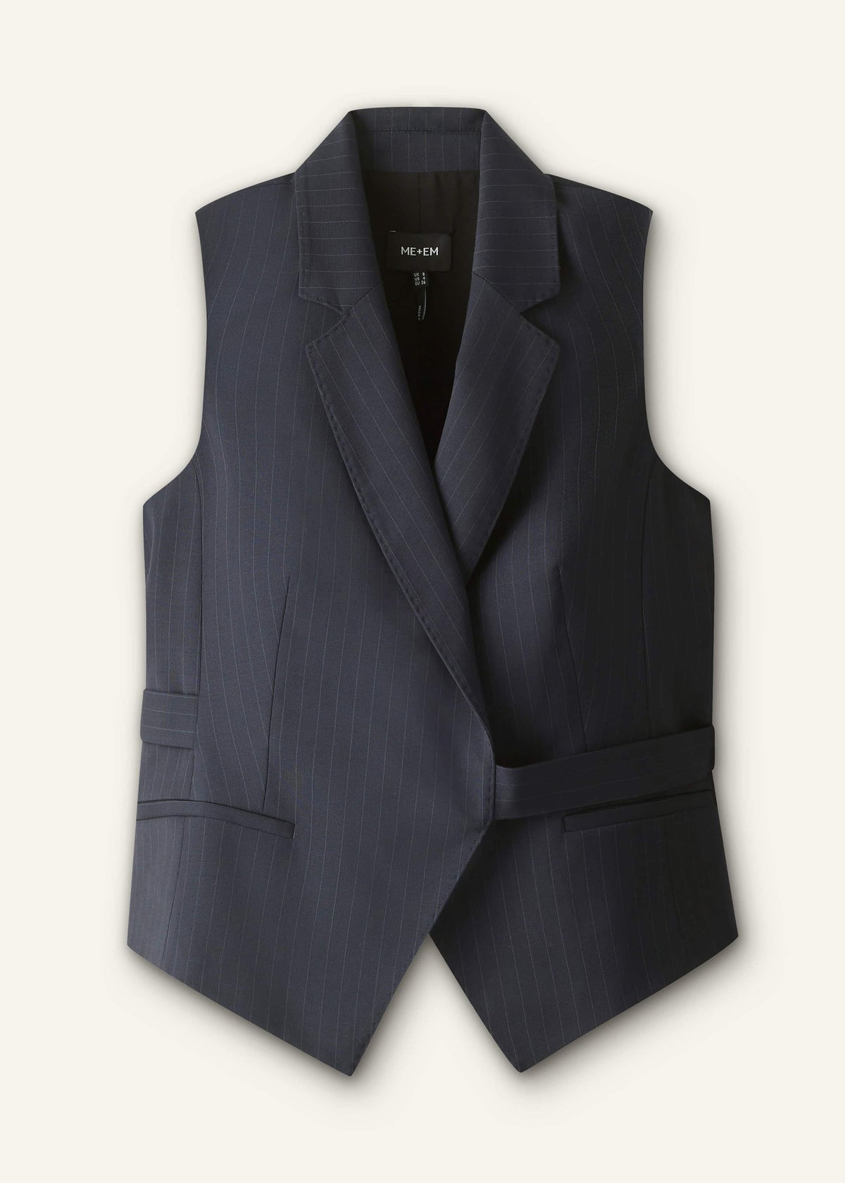 ME+EM Navy Pinstripe Wrap Vest