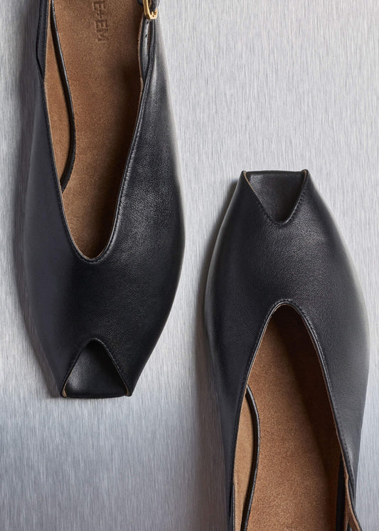 ME+EM Black Peep Toe Flat