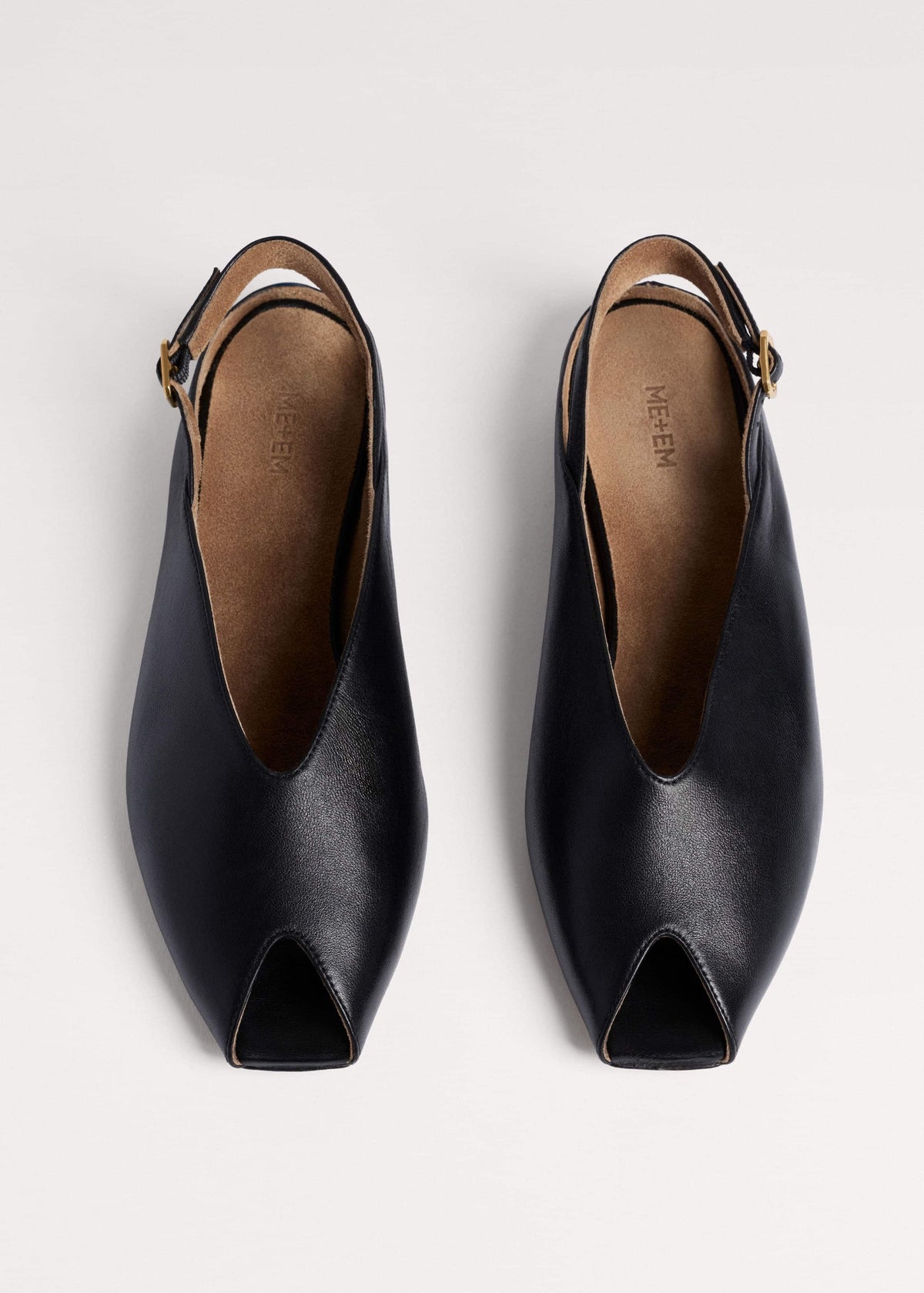 ME+EM Black Peep Toe Flat