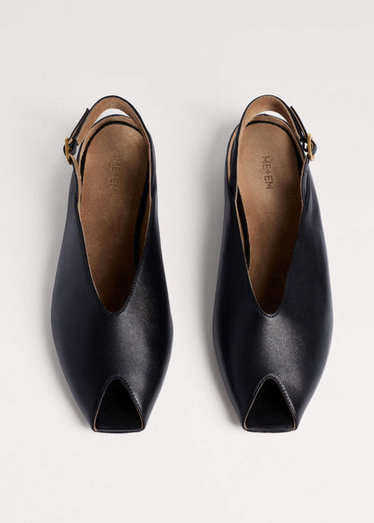 ME+EM Black Peep Toe Flat