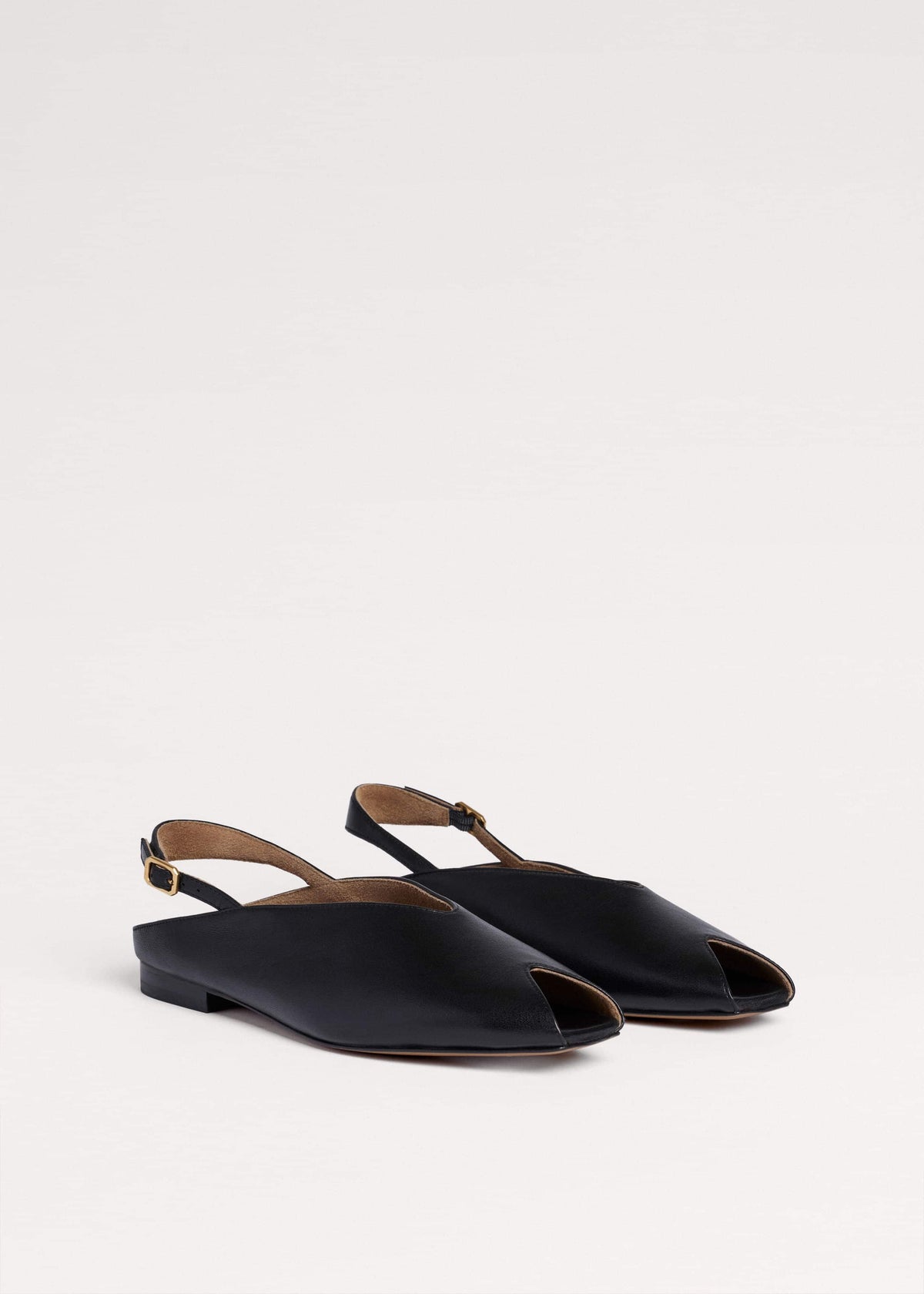 ME+EM Black Peep Toe Flat