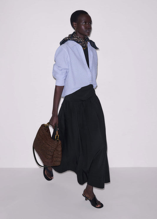 ME+EM Black Mixed Media Maxi Skirt
