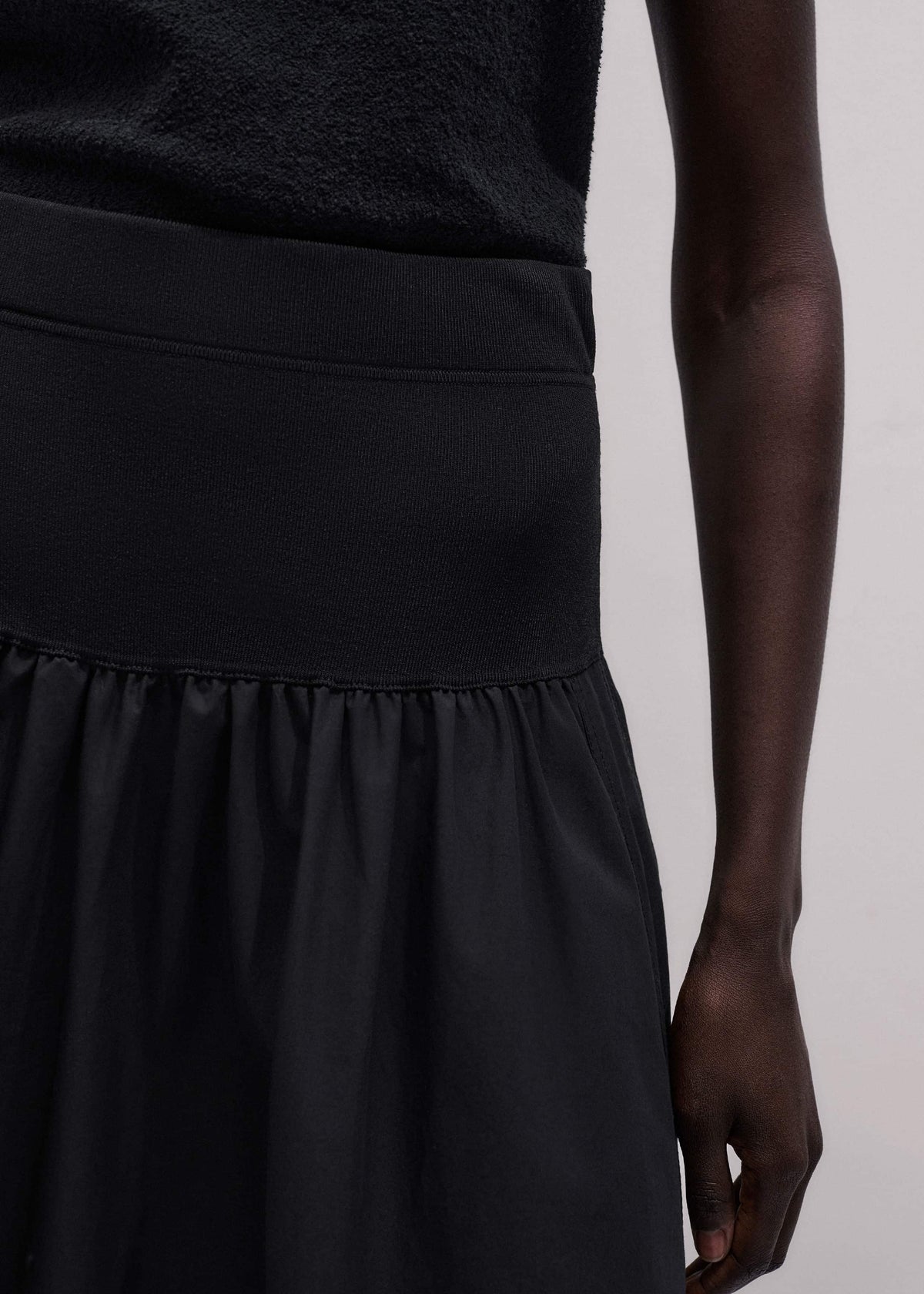 ME+EM Black Mixed Media Maxi Skirt
